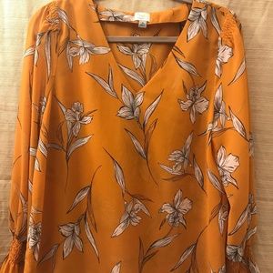 A New Day Golden Blouse w flowers - Anthropologie